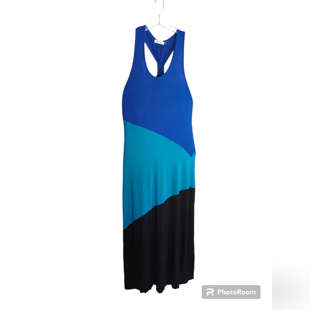 Vicky Tiel blue colorblock maxi dress